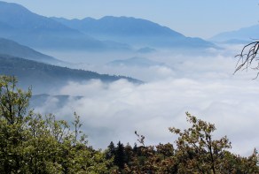 A bird's-eye view of "June gloom" from just below the Strawberry Peak fire tower, between Rimforest and Twin Peaks.